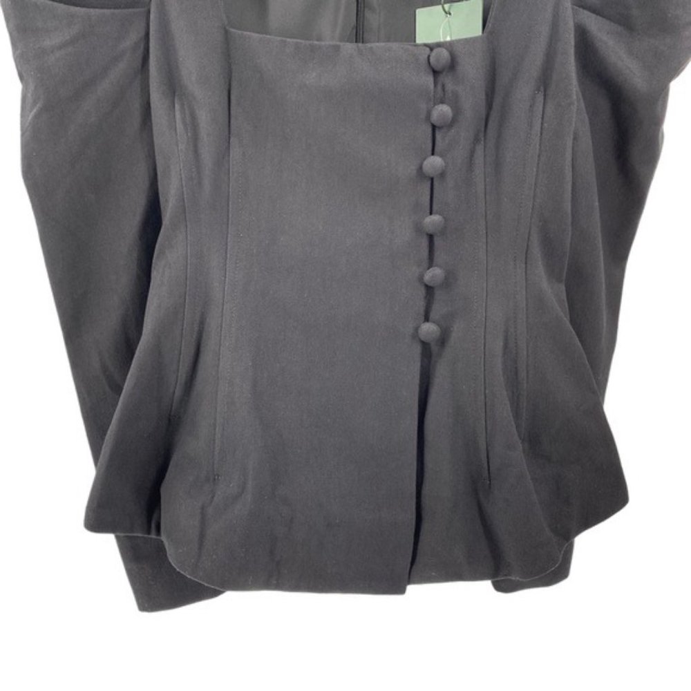 Tuckernuck NEW Black Calla Structured Puff Sleeve Button Blouse Size XL - Picture 6 of 11